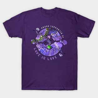 Proud Supporter of Love is Love Rainbows - Purple & Green T-Shirt